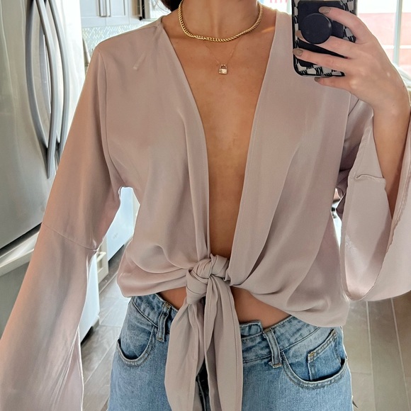 Satin tie top - Picture 2 of 3